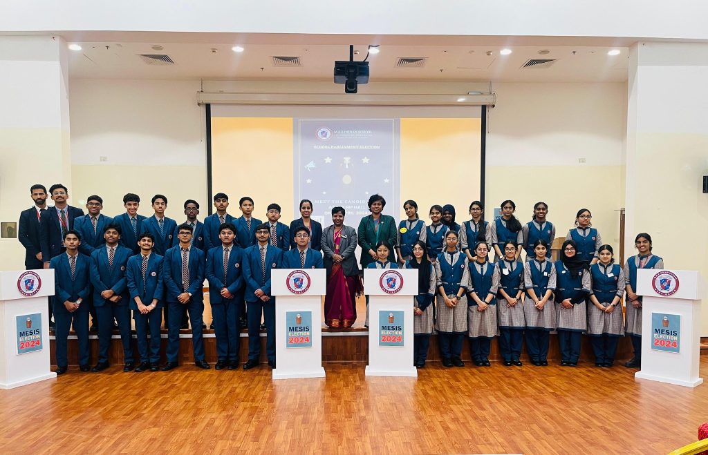 The candidates for the school parliament election, under the supervision of the Principal and Vice Principal, presented their election manifestos to the school community
