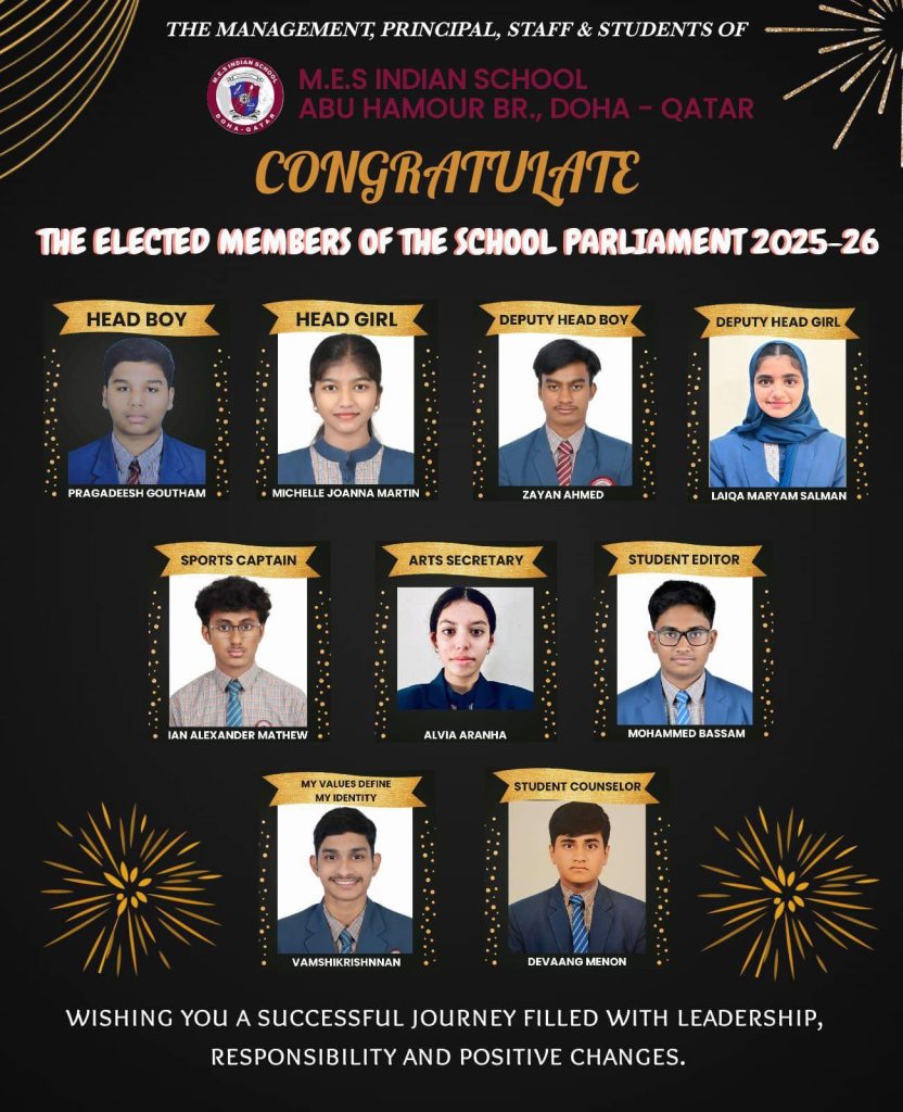MESIS School Parliament Members 2025-26