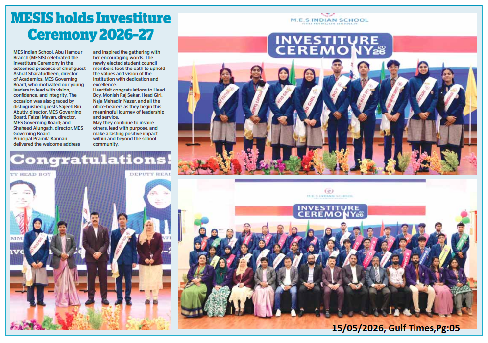 MESIS holds Investiture Ceremony 2026-27