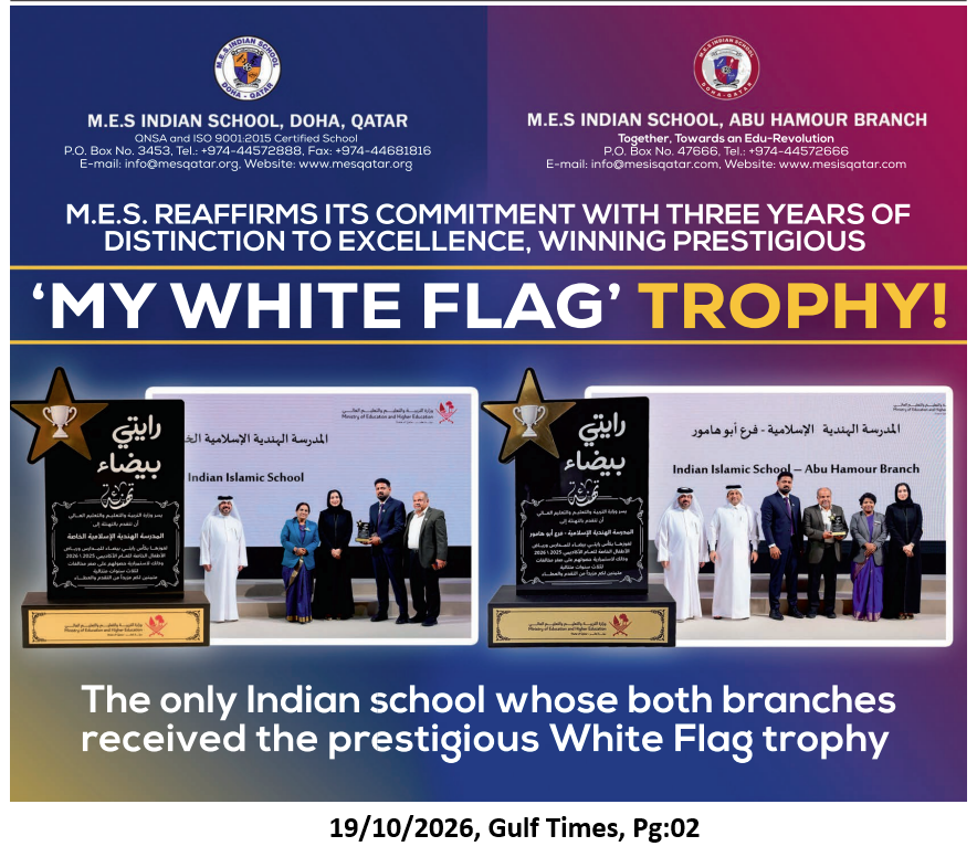 M.E.S. REAFFIRMS ITS COMMITMENT WITH THREE YEARS OF DISTINCTION TO EXCELLENCE, WINNING PRESTIGIOUS ‘MY WHITE FLAG’ TROPHY!