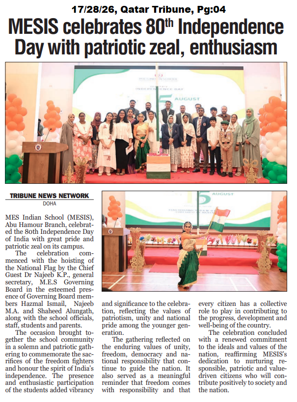 MESIS celebrates 80th Independence Day with patriotic zeal, enthusiasm